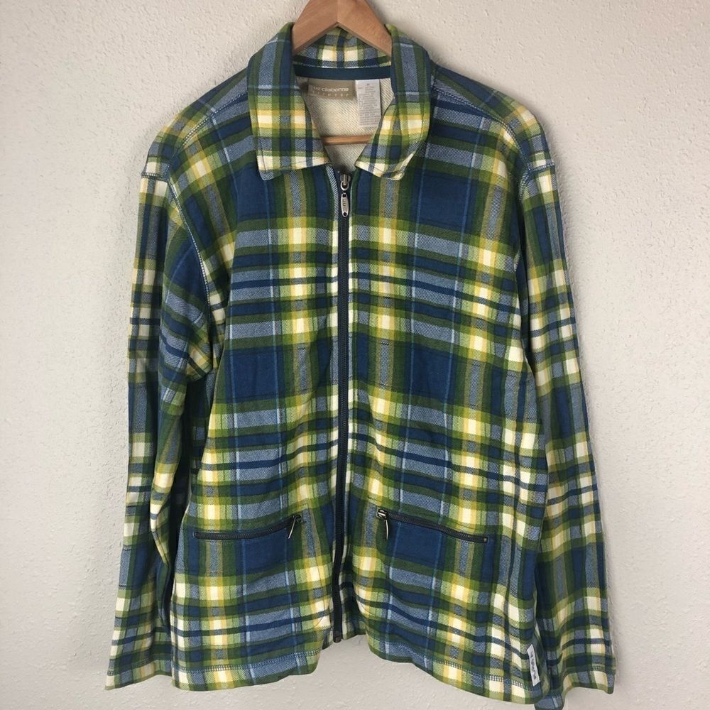 NWT Liz Claiborne Zipper Flannel Jacket Top Size M